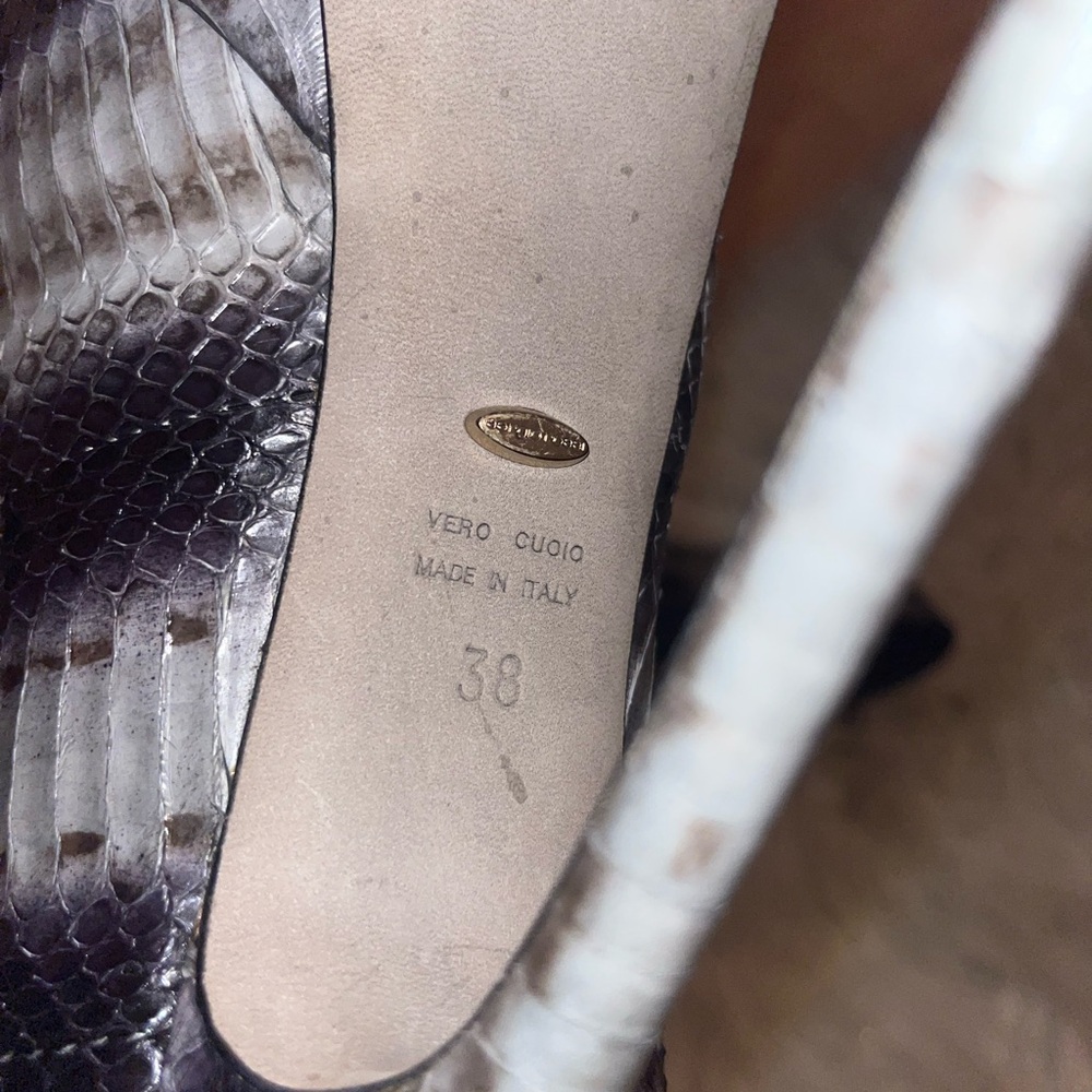 Sergio Rossi Designer Peep-Toe Python-Effect Stil… - image 6